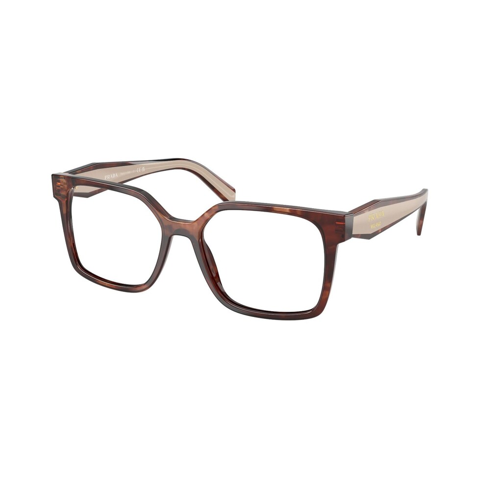 Prada Eyeglasses VPR 17Z NEW color 07R-1O1 Light Havana Size 54 Square Women's